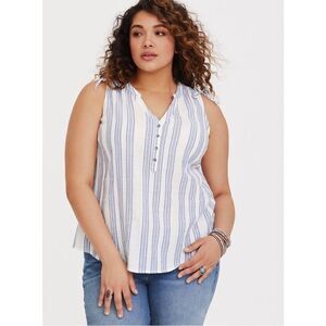 Torrid Blue Gold Metallic Striped Style Casual Contemporary Boho Feminine Top